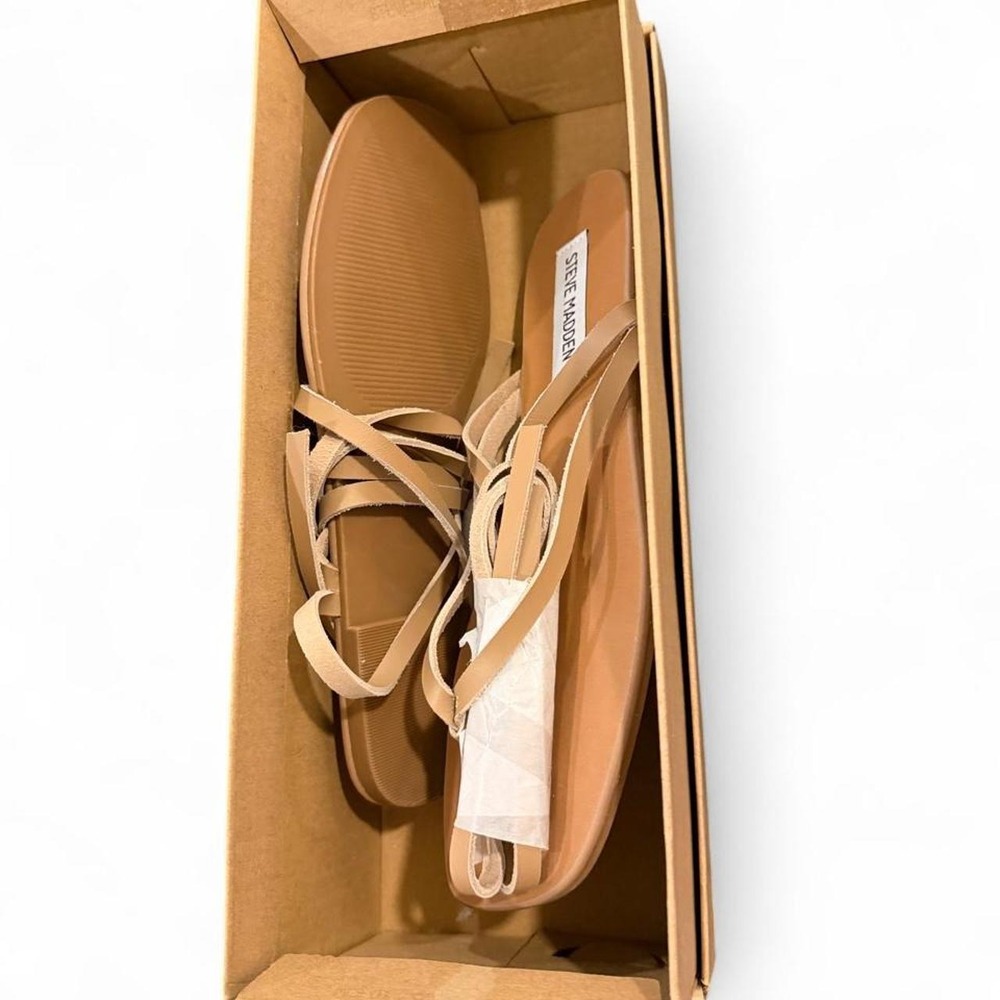 Steve Madden Wynn Tan Leather Lace Up Gladiator Sandals Square Toe WYN01S1 6.5 - Picture 4 of 6